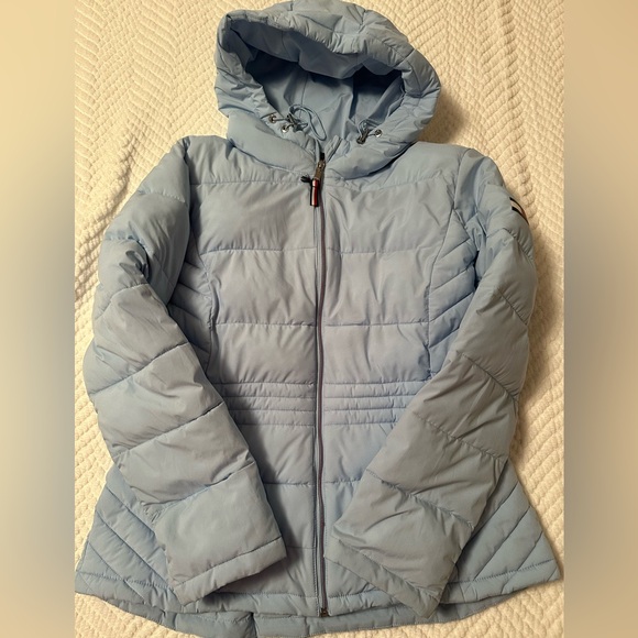 Women’s Light Blue Hooded Zip-Up Jacket - Picture 3 of 6